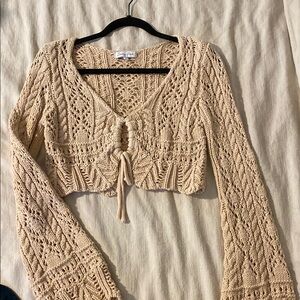 Beige Knit Cropped Sweater